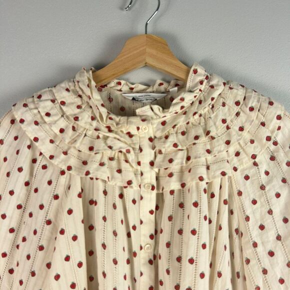 & Other Stories STAWBERRY PRINT RUFFLED COLLAR BLOUSE - Picture 8 of 9